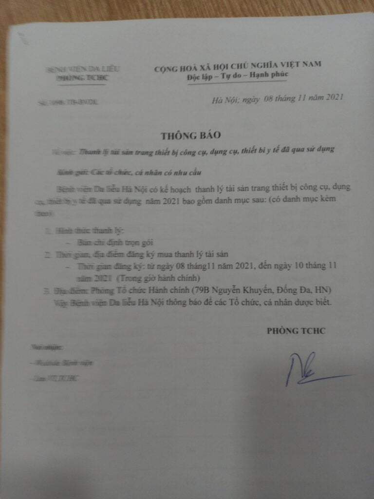 Thanh Lý Tài Sản Trang Thiết Bị Công Cụ, Dụng Cụ, Thiết Bị Y Tế Đã Qua Sử Dụng 9 Z2916029201913 B34263588Dab1Ee238Ac0D69A5Ebbfa5 1