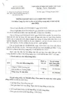 Thông Báo Kết Quả Lựa Chọn Nhà Thầu Gói Thầu: Cung Cấp Dịch Vụ Bảo Trì Hệ Thống Mạng Máy Vi Tính Nội Bộ Năm 2022 8 2A 1